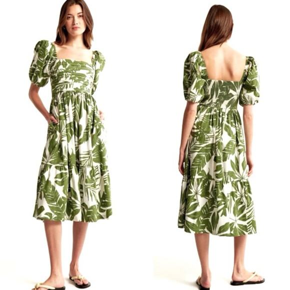 Anthropologie Dresses & Skirts - Anthropologie Green Leaf Print Maxi Dress